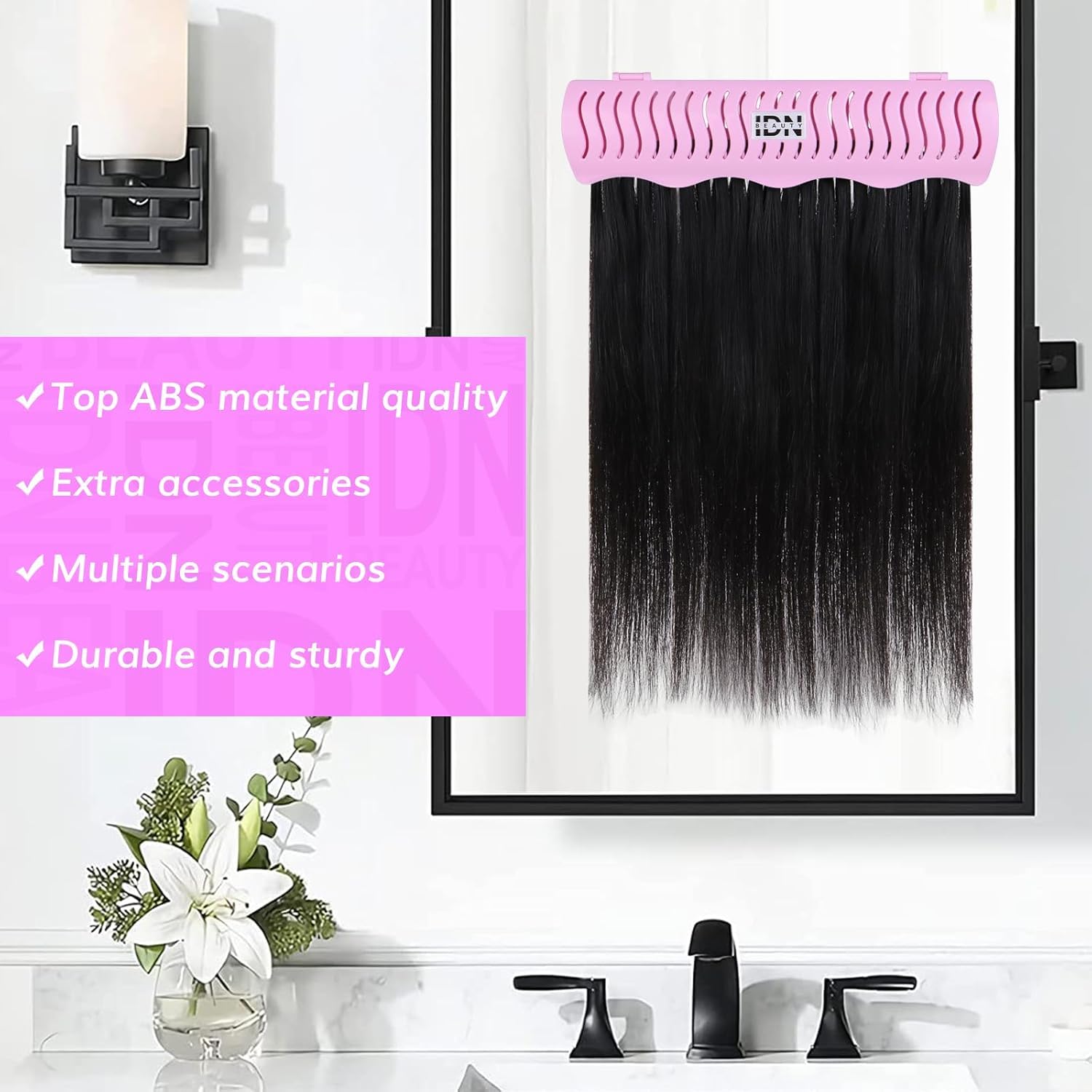 IDN BEAUTY material ABS duradero color rosa, protección para las extensiones