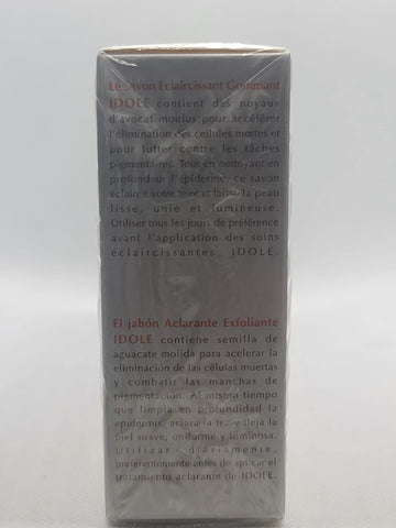 Idole Jabón exfoliante para uso diario, prepara la piel antes de tratamientos aclaradores.