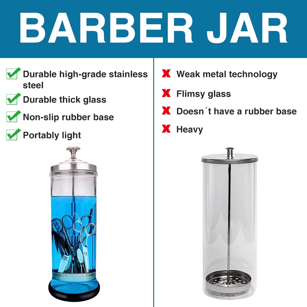 IEBARBER Jarra esterilizador desinfectante vidrio transparente permite ver qué herramientas se esterilizan.