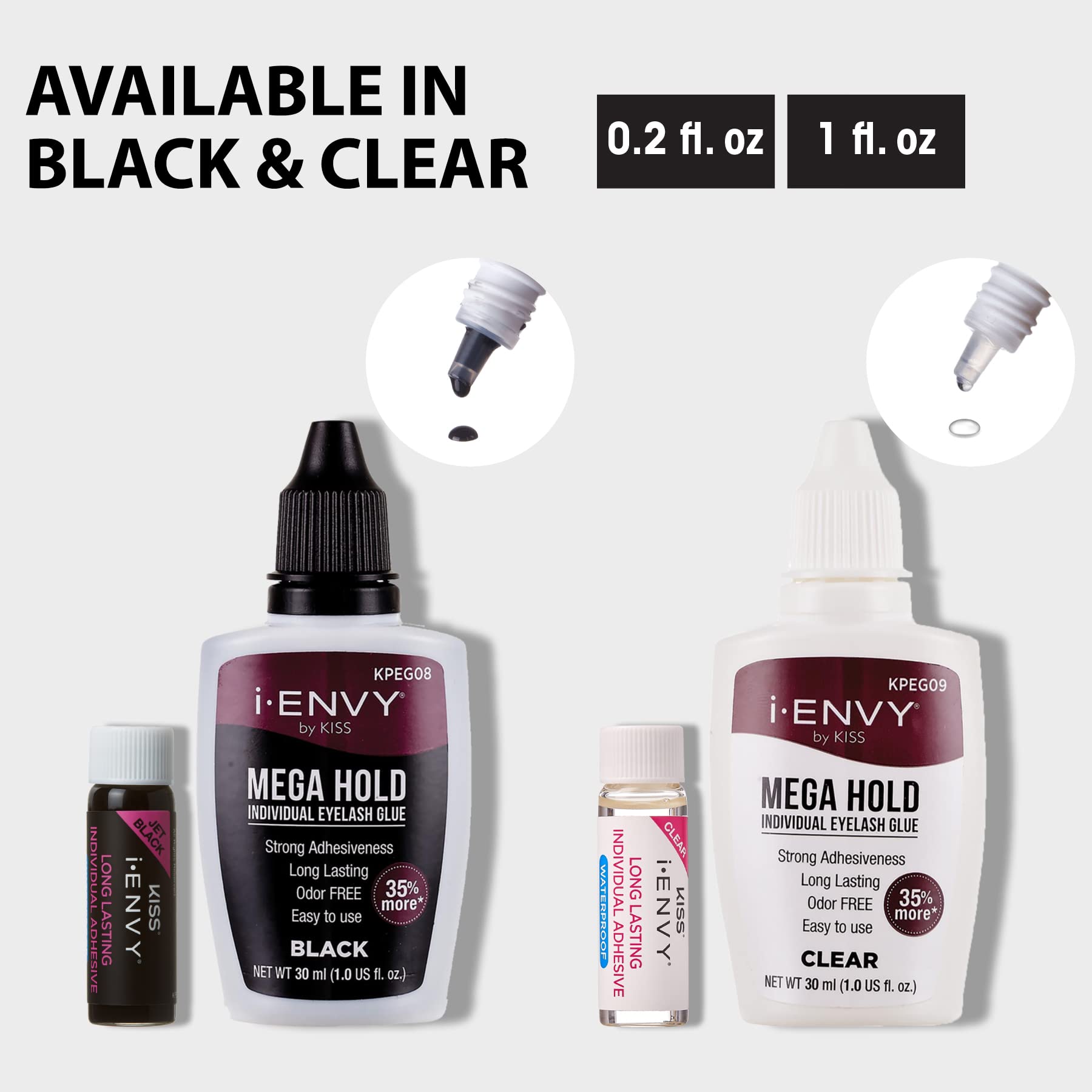 i-ENVY adhesivo de larga duración, resistente al agua para uso diario.