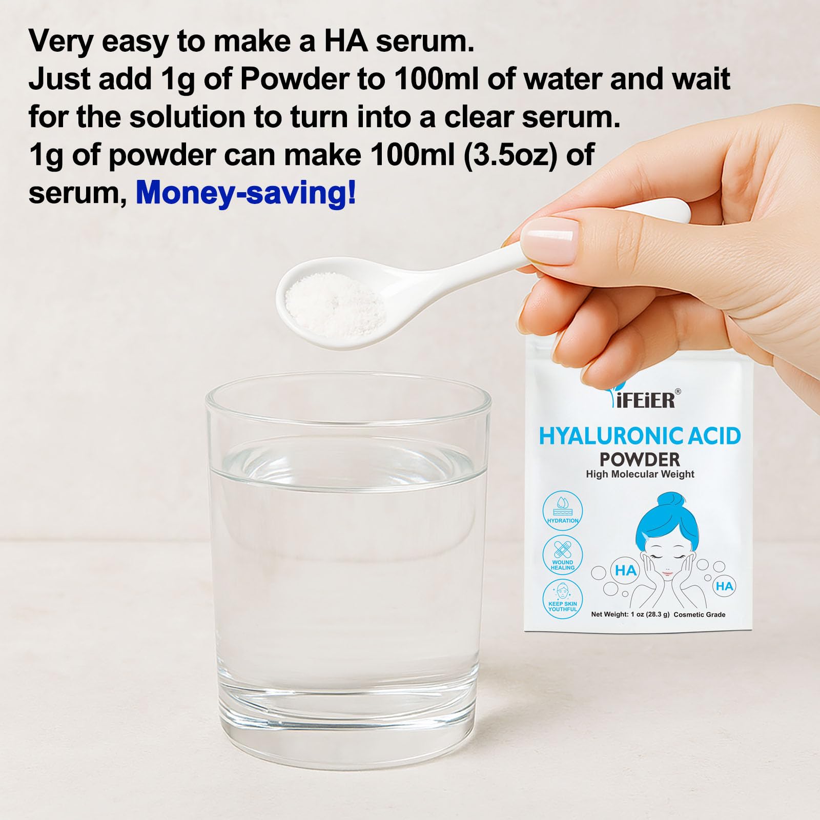 iFEiER proceso de mezcla agua-serum, gel claro listo para usar.