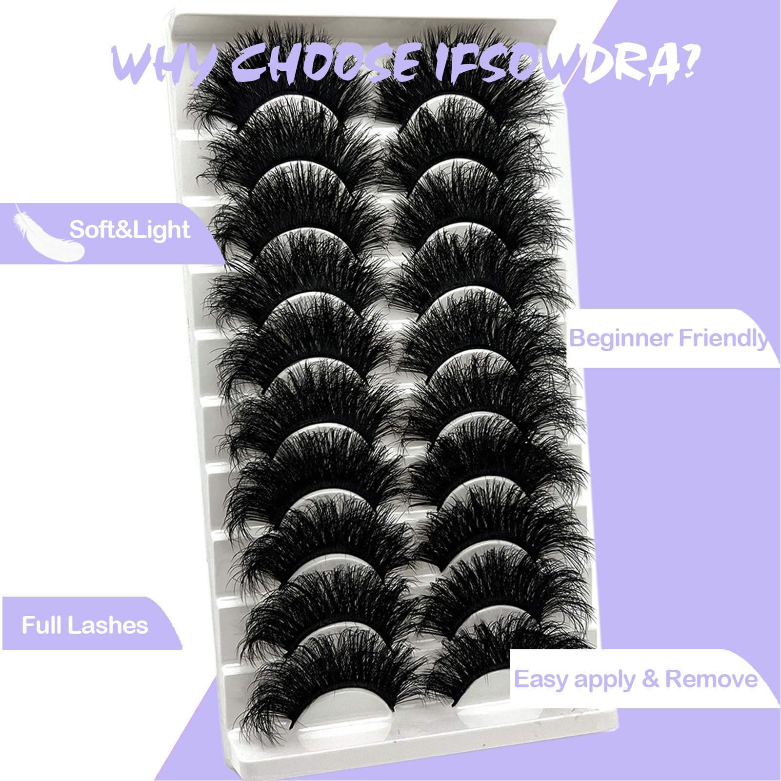 IFSOWDRA pestañas 10 pares pack 25mm, lista para crear distintos looks.