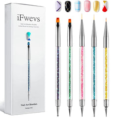 iFwevs brochas-unas-doble-extremo: herramientas versátiles para delinear y puntos precisos en uñas.