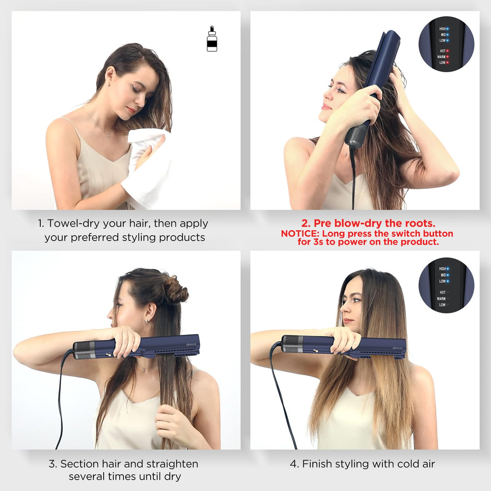 IG INGLAM ajustes de calor y viento para peinados personalizados.