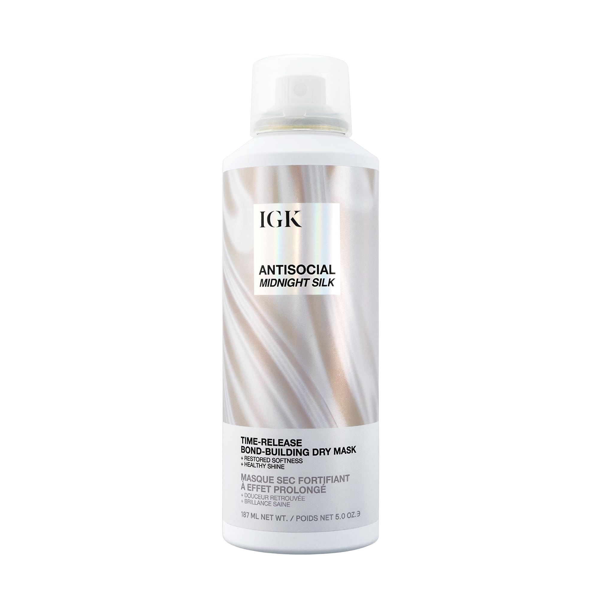 IGK Antisocial Midnight Silk, botella edición limitada, cuidado premium para el cabello.