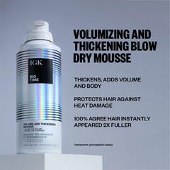 IGK Big Time Mousse: application manuelle pour volume durable sans lourdeur.