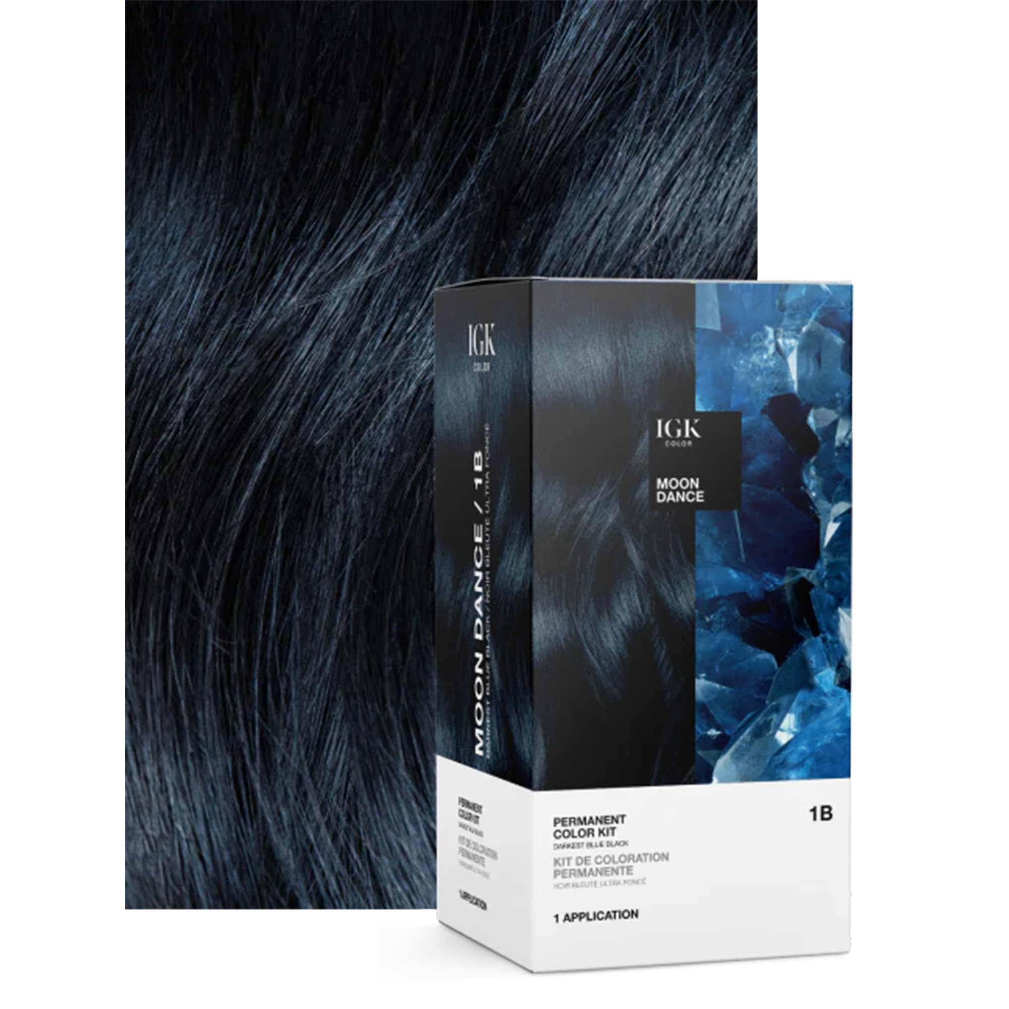 IGK Color Permanente 1B Moon Dance: crema de aplicación limpia para resultados profesionales en casa