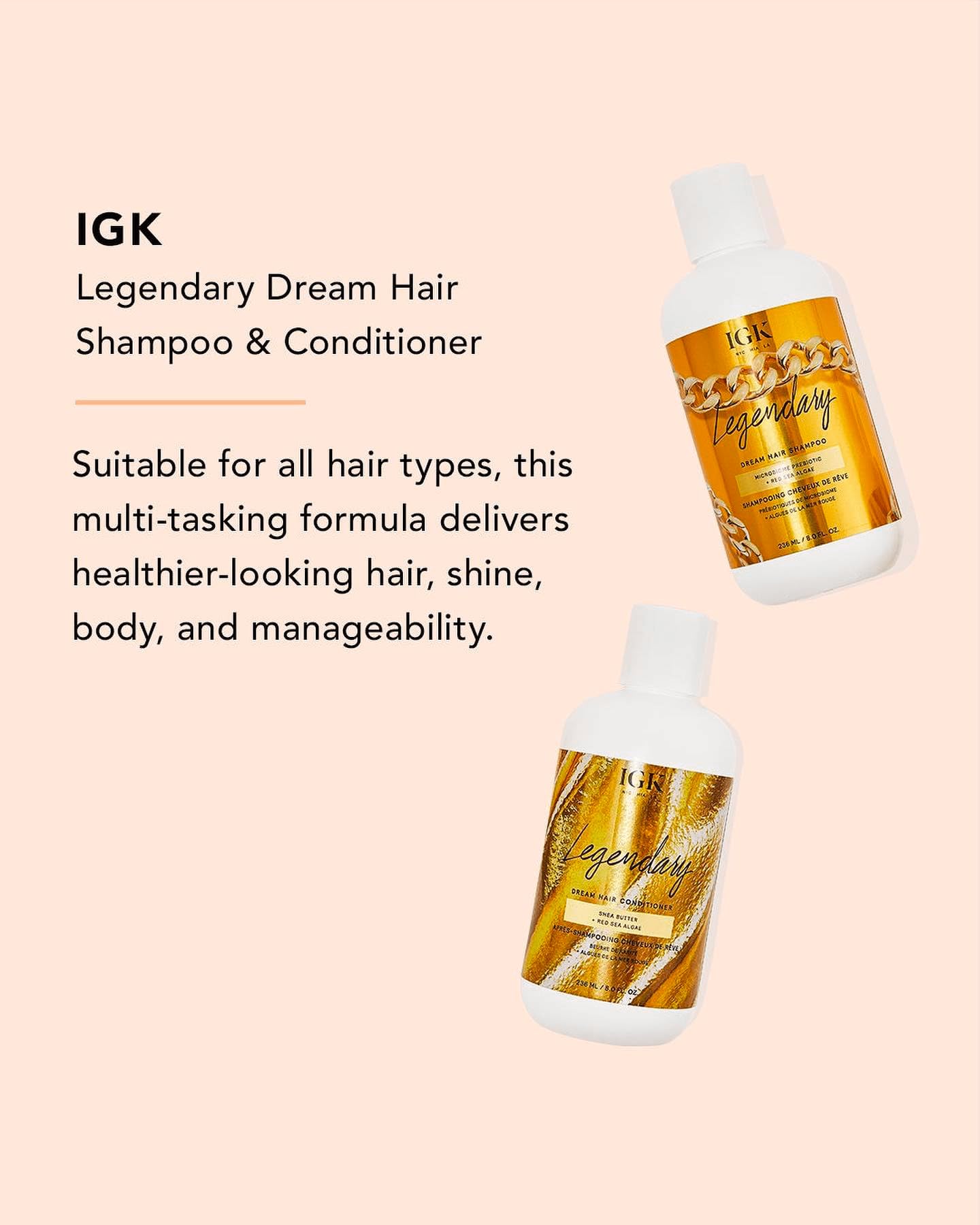 Paquete IGK Legendary Dream de 8 onzas para uso diario en casa.