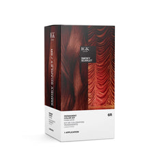 IGK tinte permanente para cabello 6R, caja y botella para aplicación precisa