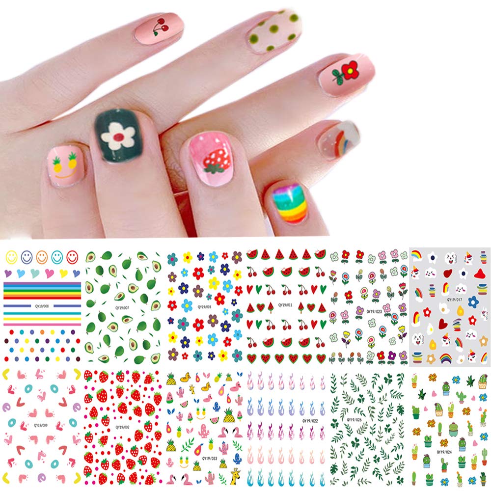 IHUKEIT pegatinas para uñas: diseños de flores y frutas para un look vibrante