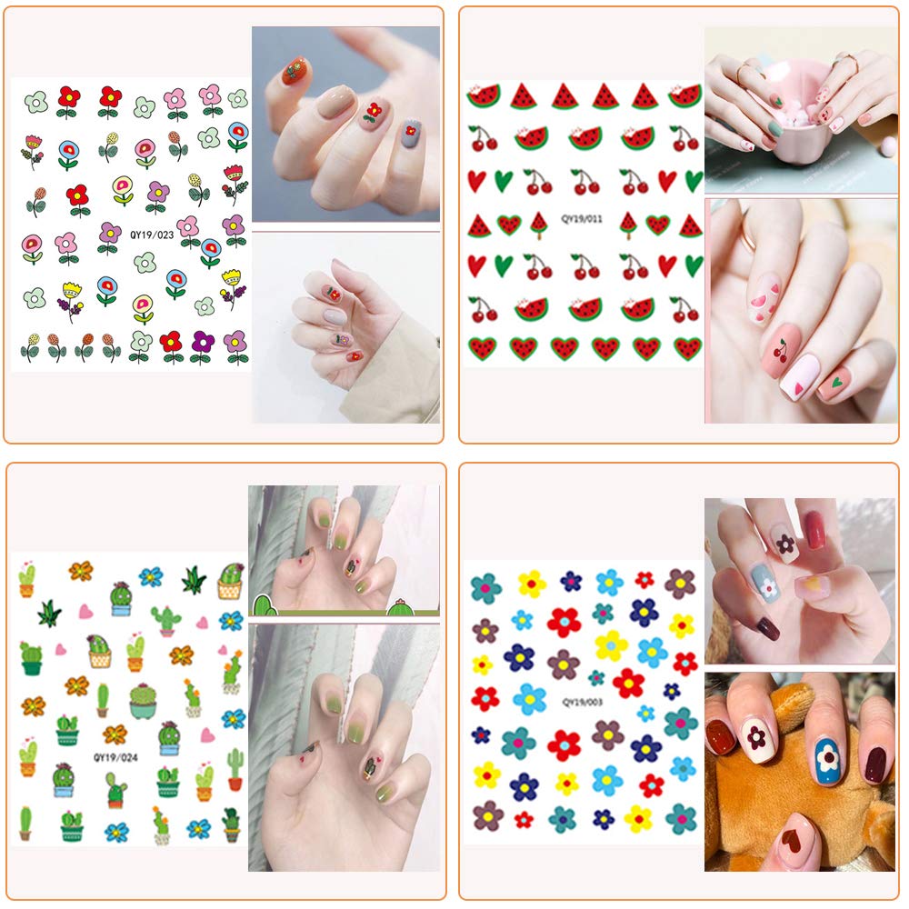 IHUKEIT pegatinas para uñas: diseños de plantas y hojas para acabado elegante
