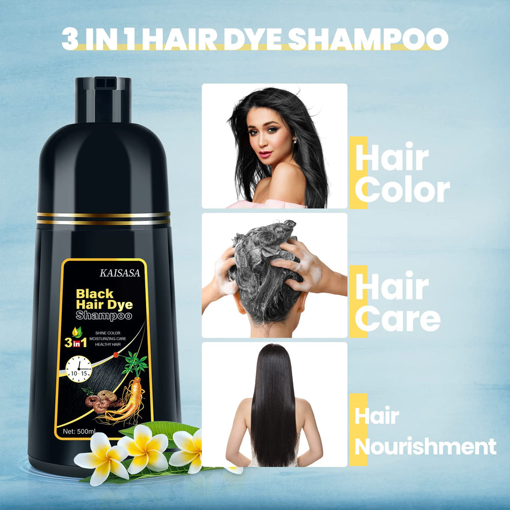 Cabello negro brillante gracias a IIIMEIDU champú teñidor.