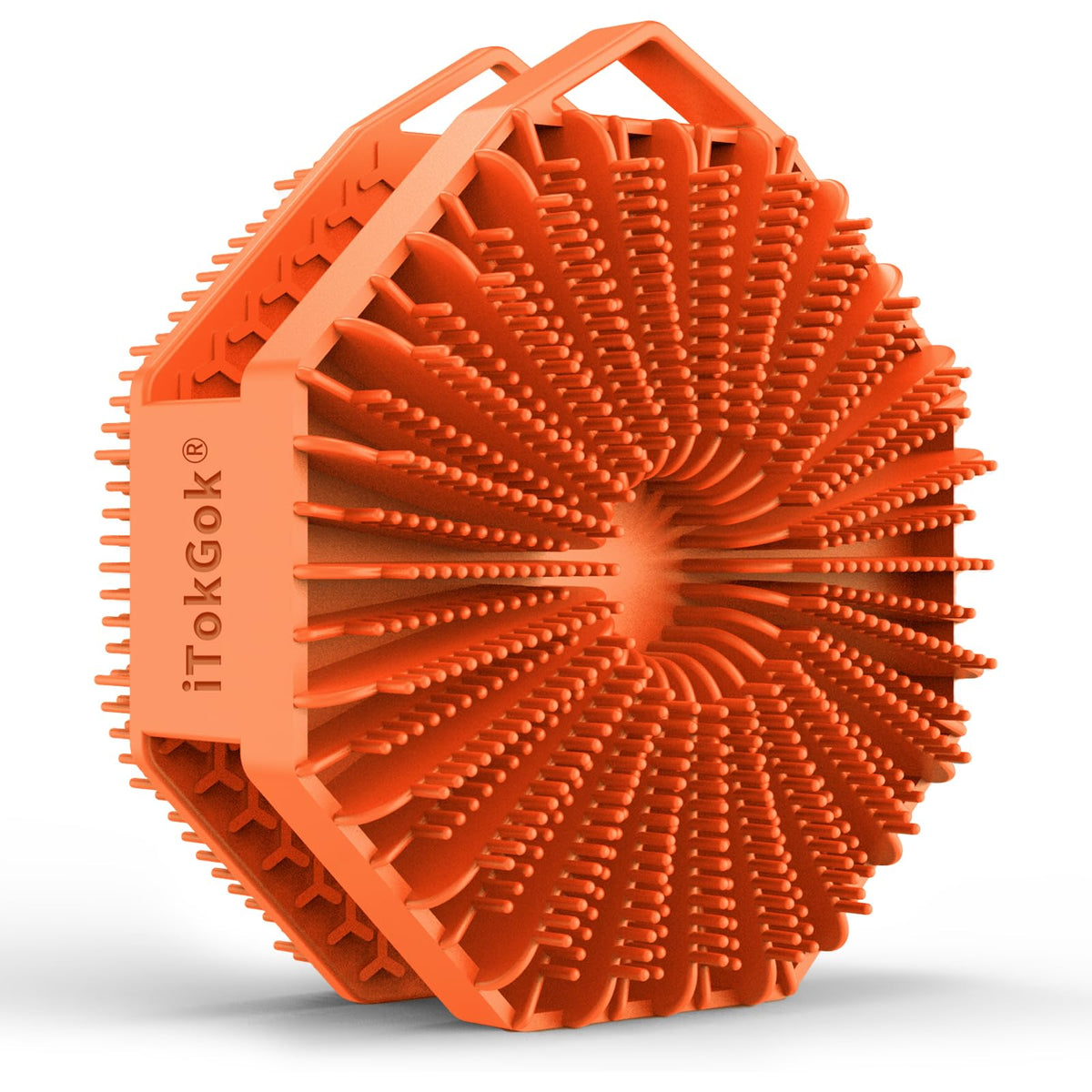 iTokGok cepillo de silicona doble lado naranja para exfoliar suavemente la piel
