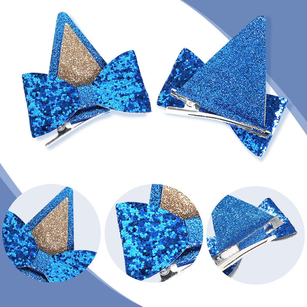 IKUHRMO prendedor cabello orejas-perro azul glitter perfecto para cumpleaños.