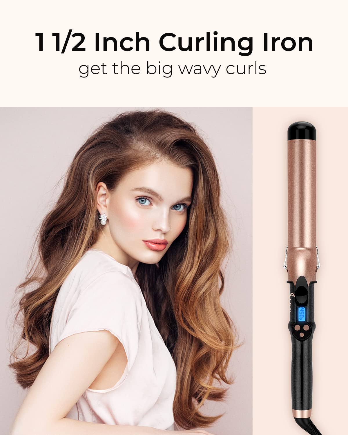 IKV rizo brillante con barra larga para cabello largo y volumen