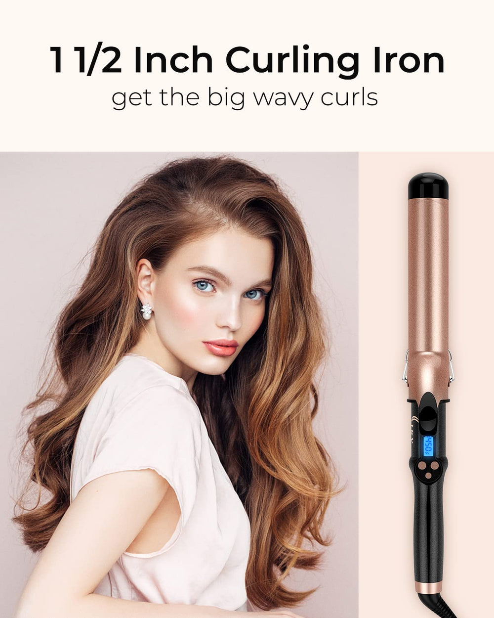 IKV rizo brillante con barra larga para cabello largo y volumen