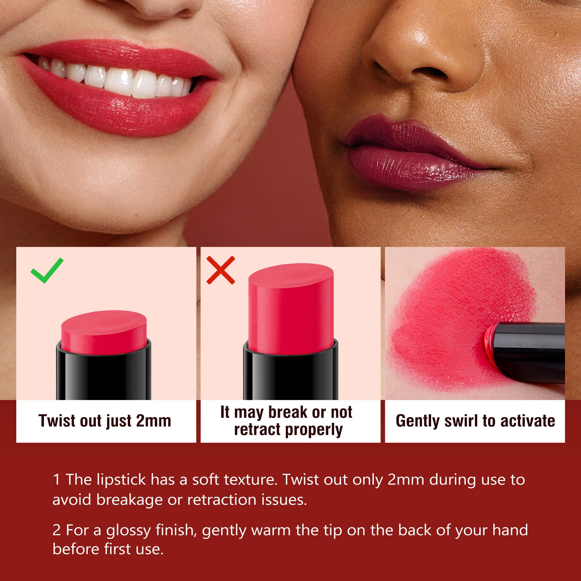 ilembane Plum Red aplicación suave que define el contorno de labios.