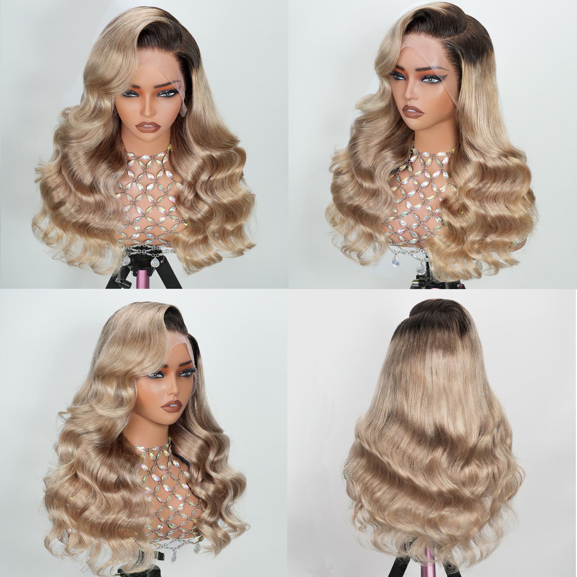 ILHILH milk tea ash blonde lace front wig for everyday elegance