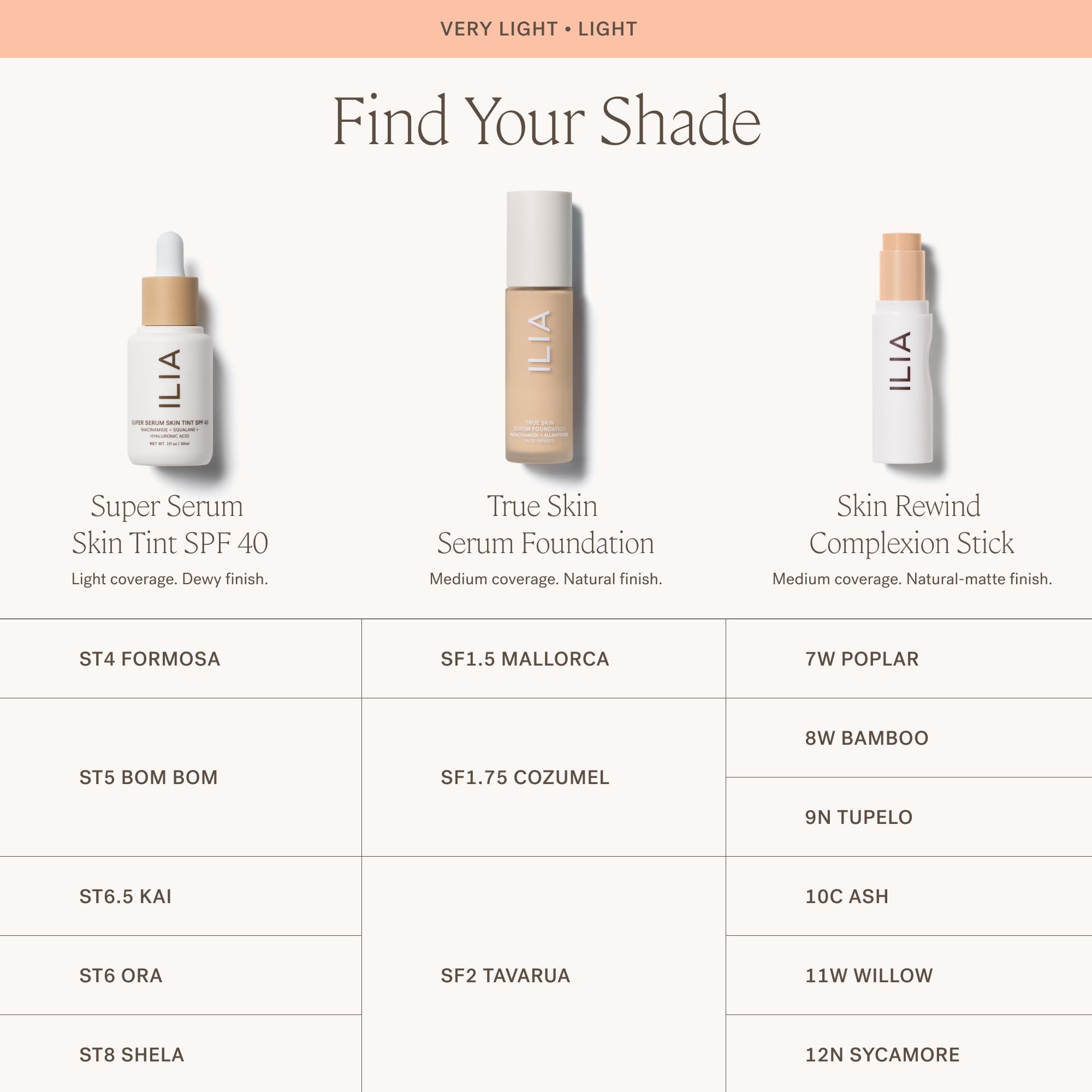 ILIA True Skin Serum Foundation, contiene niacinamida y alantoína para suavizar