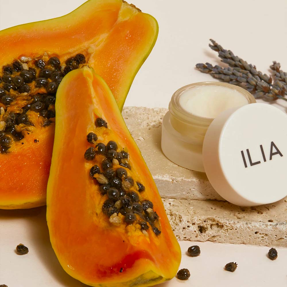 ILIA mascarilla nocturna para labios, fórmula sin silicona para cuidado diario.