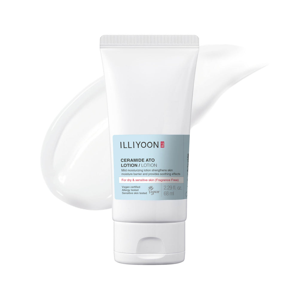 Illiyoon Ato Lotion bote, aplicación suave para piel sensible.