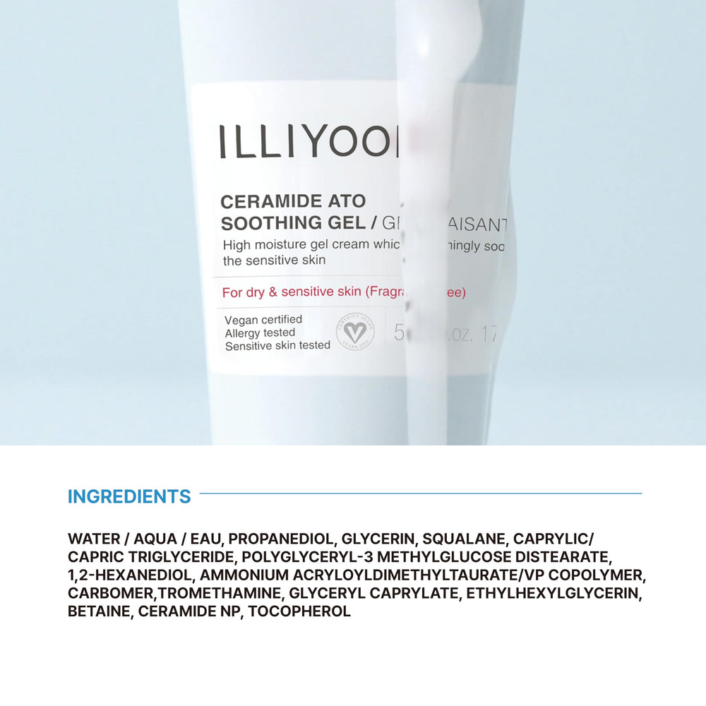 Illiyoon Ceramida Ato Gel, libre de fragancias y colorantes artificiales
