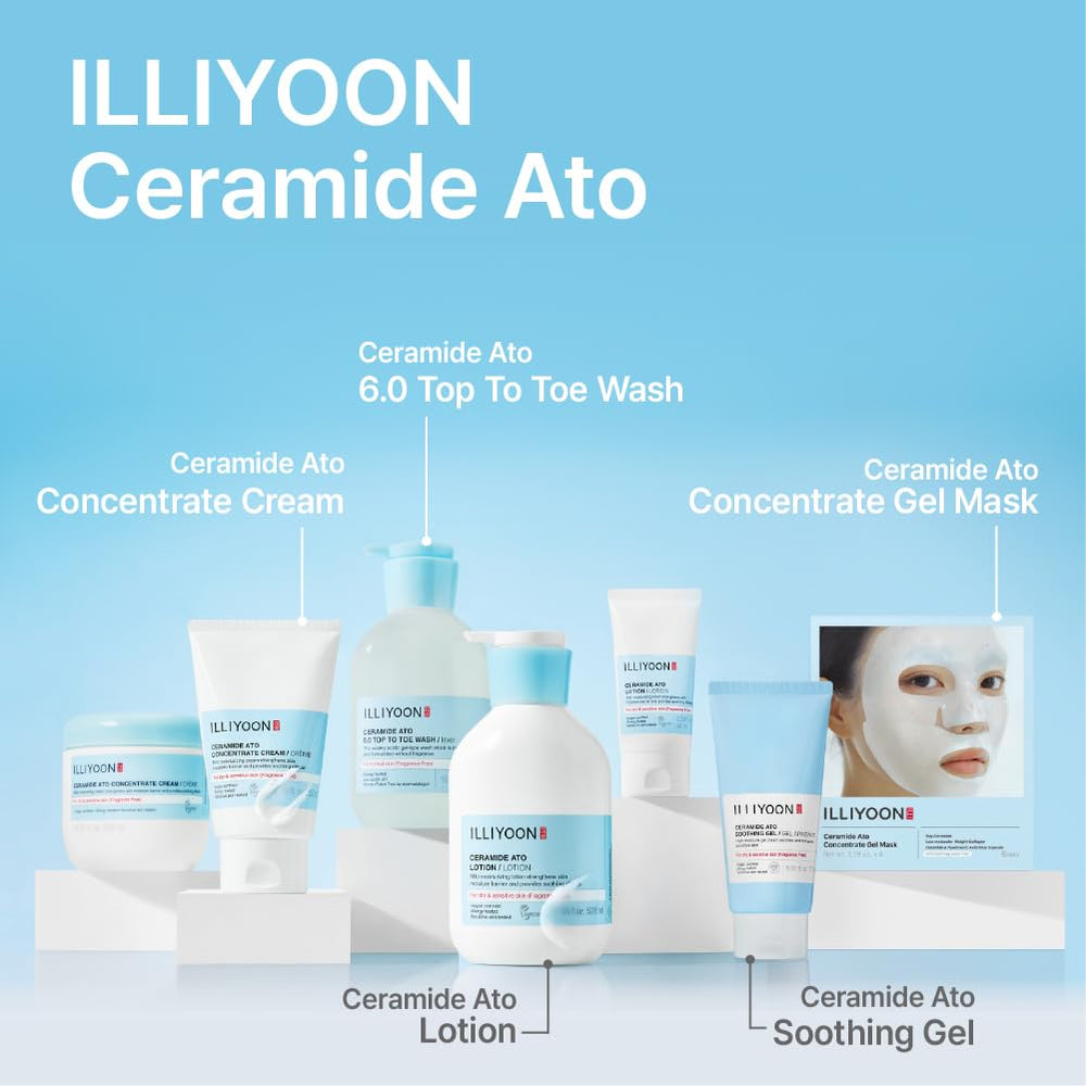 Illiyoon Ceramide Ato uso diario, preparación suave para la rutina de belleza.