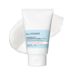 Illiyoon Ceramide Ato crema: bote elegante para hidratación prolongada y suave piel.