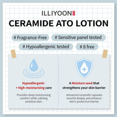 ILLİYOON Ceramide Ato Lotion – texture légère prête à être appliquée sur le visage