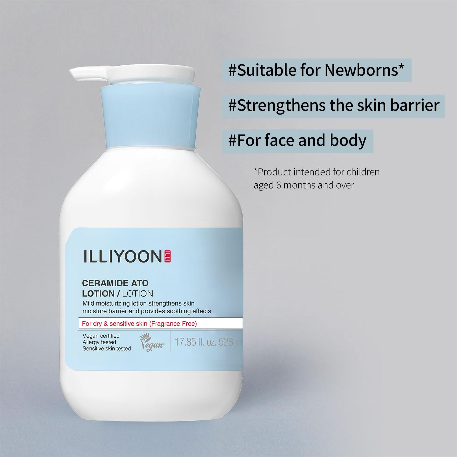ILLİYOON Ceramide Ato Lotion – formule douce adaptée aux bébés et adultes