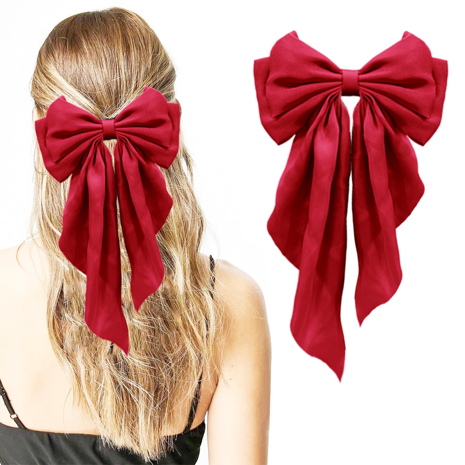 illpta clip pelo satin rojo diseño clásico para ocasiones