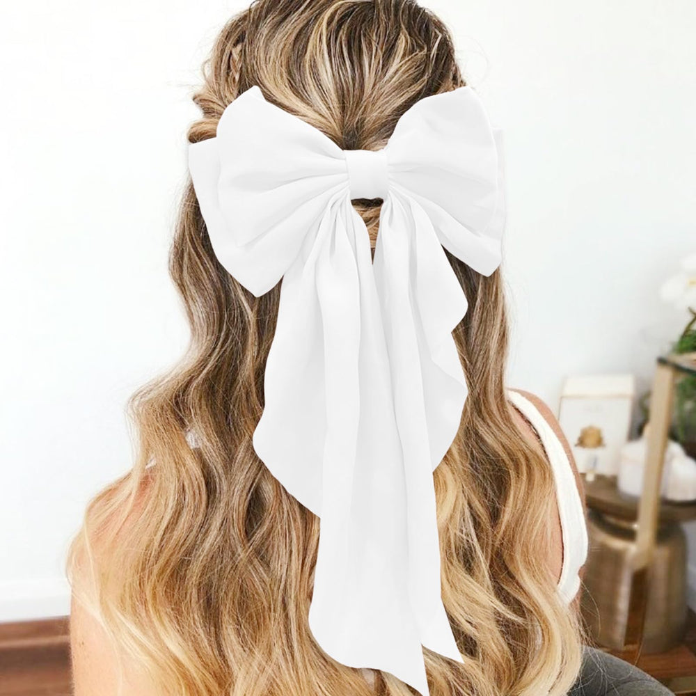 illpta clips lazo grande blanco ofrece agarre seguro para el cabello