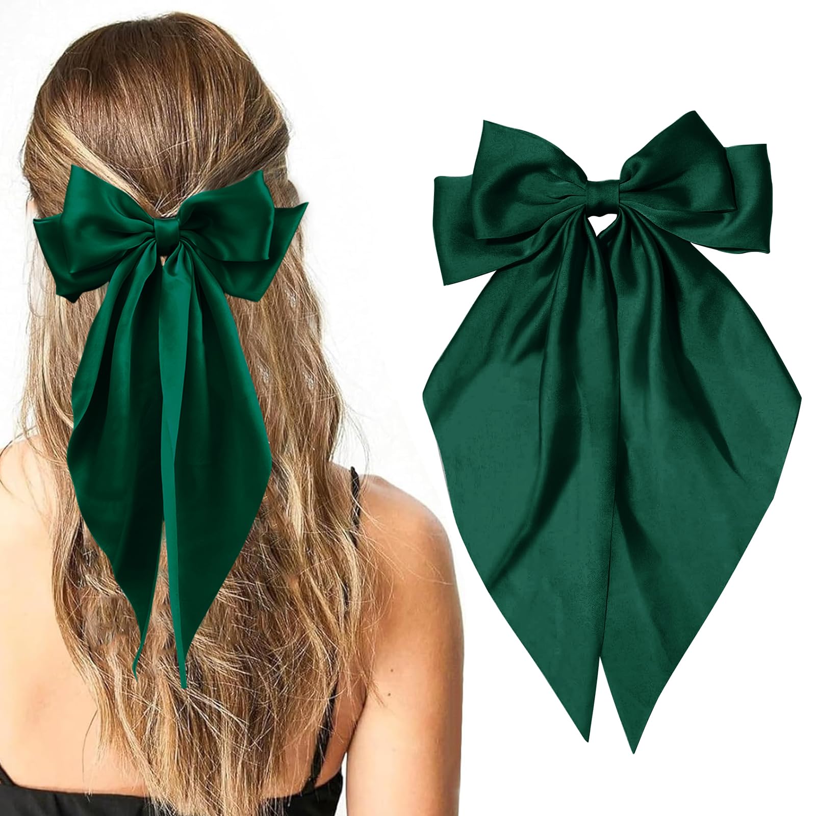 illpta pinzas arco grande cabello verde claro, fijación elegante para peinados