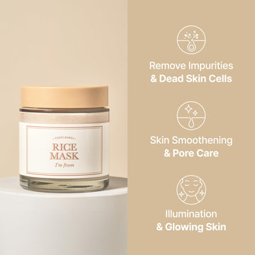 I'm from Masque Riz : application douce exfolie sans irritation.
