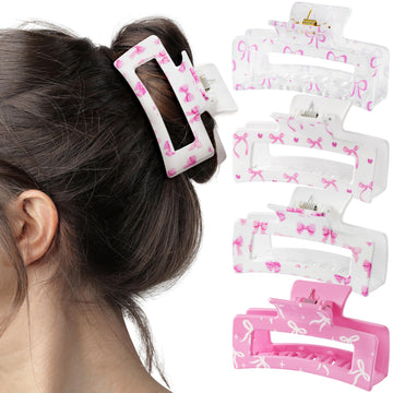 Pinzas Pantide con lazo rosa coqueta para sujetar el cabello diario.