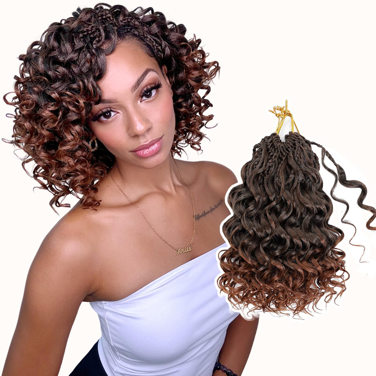 Aoisvk GoGo Curl Crochet Hair 8 pulgadas: rizo suave para estilo bohemio.