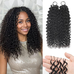 LEISWISS Cabello Crochet Humano Curly Knotless 18'' – Extensiones Invisibles Negros Naturales
