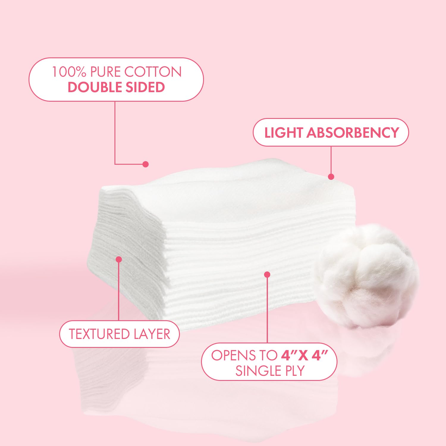 Intrinsics Toallitas Petite Seda – 200 Unidades, Almohadillas 2x2 Pulgadas, 4 Capas, Sin Pelusa, Gasa Hipoalergénica para Estética y Spa