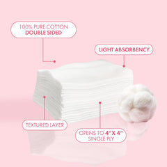 Intrinsics Toallitas Petite Seda – 200 Unidades, Almohadillas 2x2 Pulgadas, 4 Capas, Sin Pelusa, Gasa Hipoalergénica para Estética y Spa