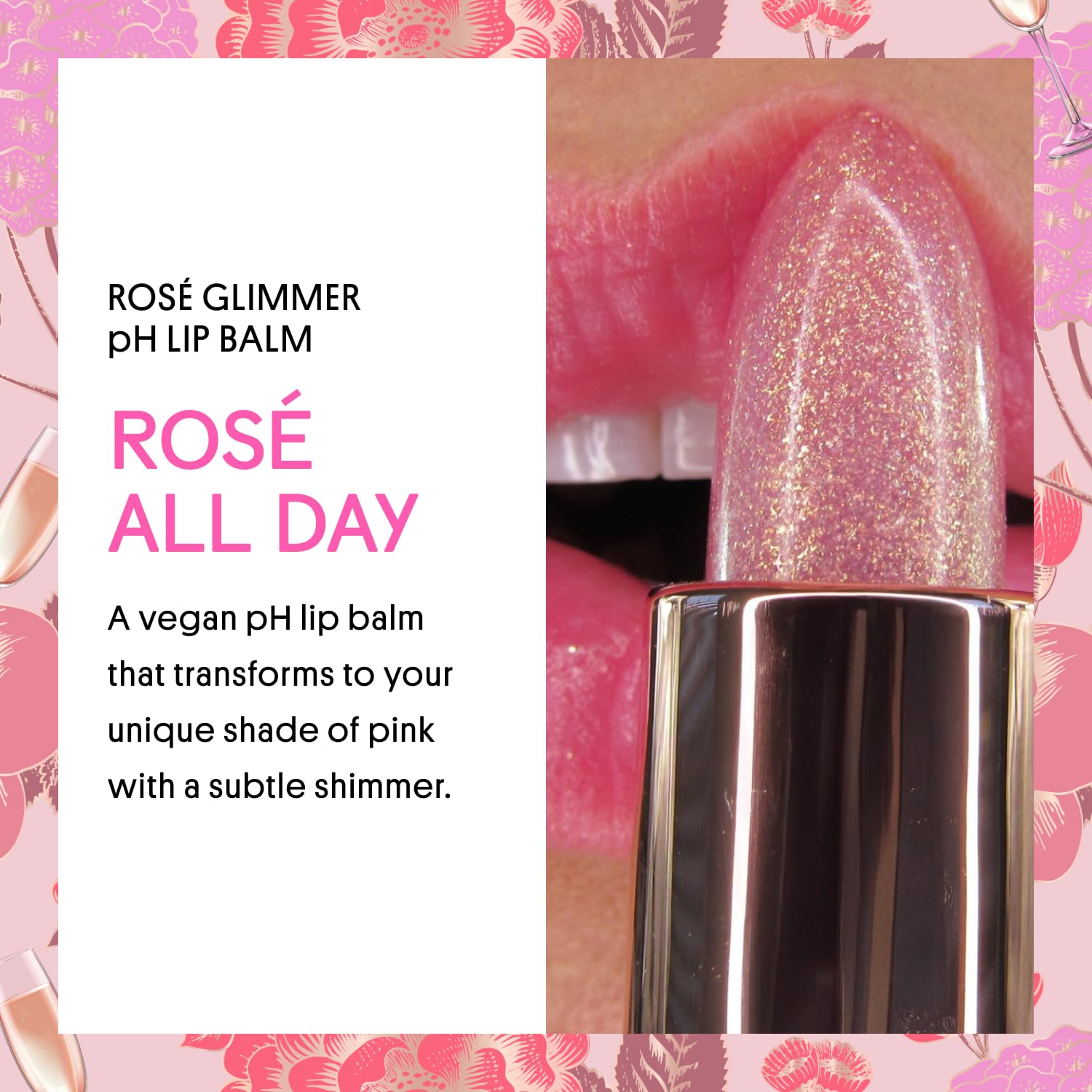 Winky Lux Rosé Glimmer Balm – Bálsamo Labial Hidratante con Color que Cambia con el pH, Tono Rosa Natural y Aroma de Vainilla