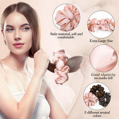 obeoby – 3 coleteros de satén grandes para el cabello | para dormir | regalo de San Valentín