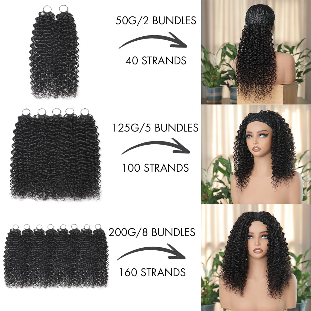 LEISWISS Cabello Crochet Humano Curly Knotless 18'' – Extensiones Invisibles Negros Naturales
