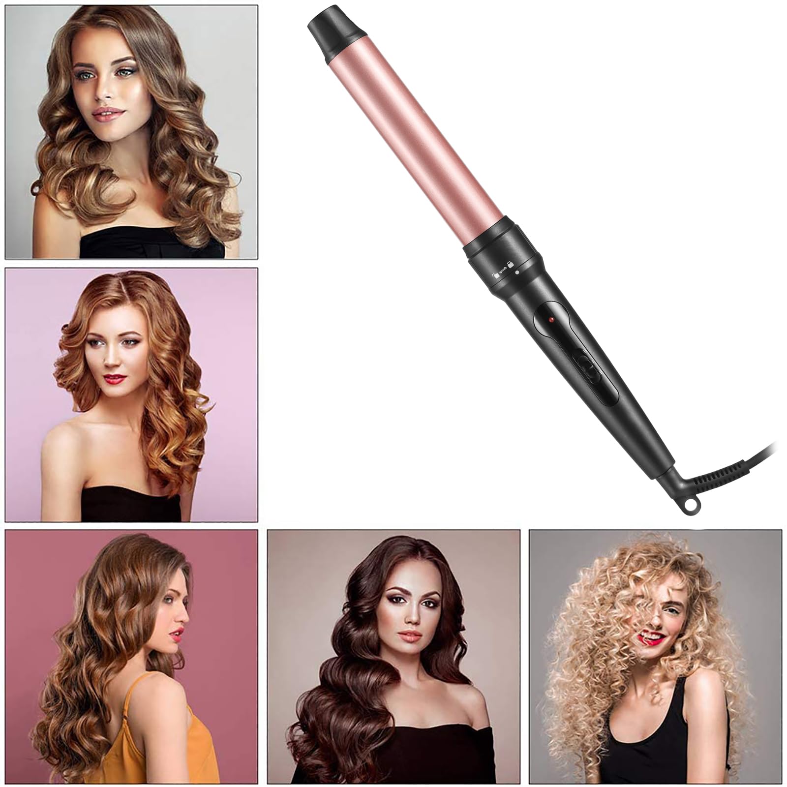 JuHaLeiw Rizador 3 en 1: Barriles Cerámicos Intercambiables para Cabello Largo y Medio, Voltaje Dual