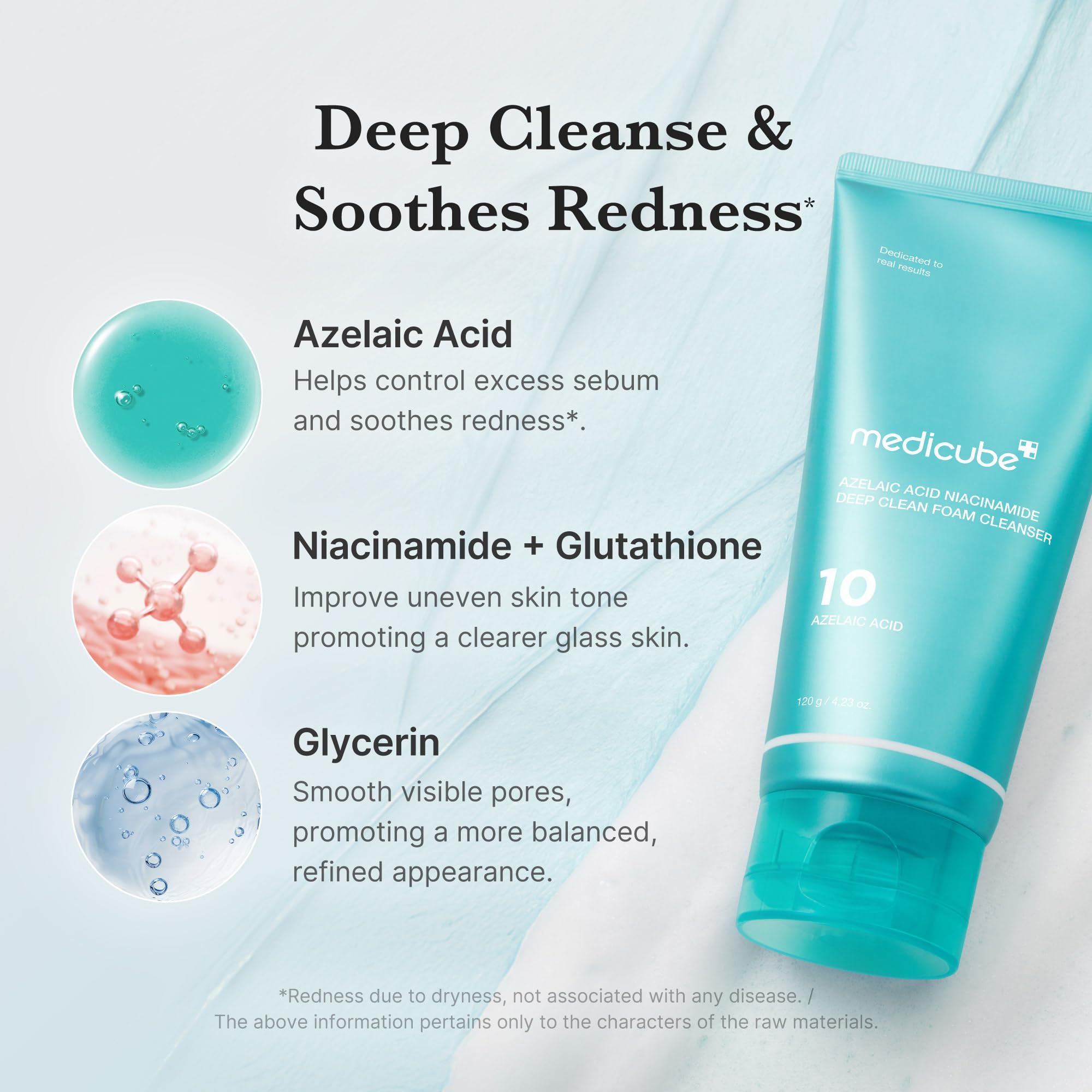 Medicube ácido azelaico Gummy Whip: Limpiador facial con niacinamida para poros e hidratación