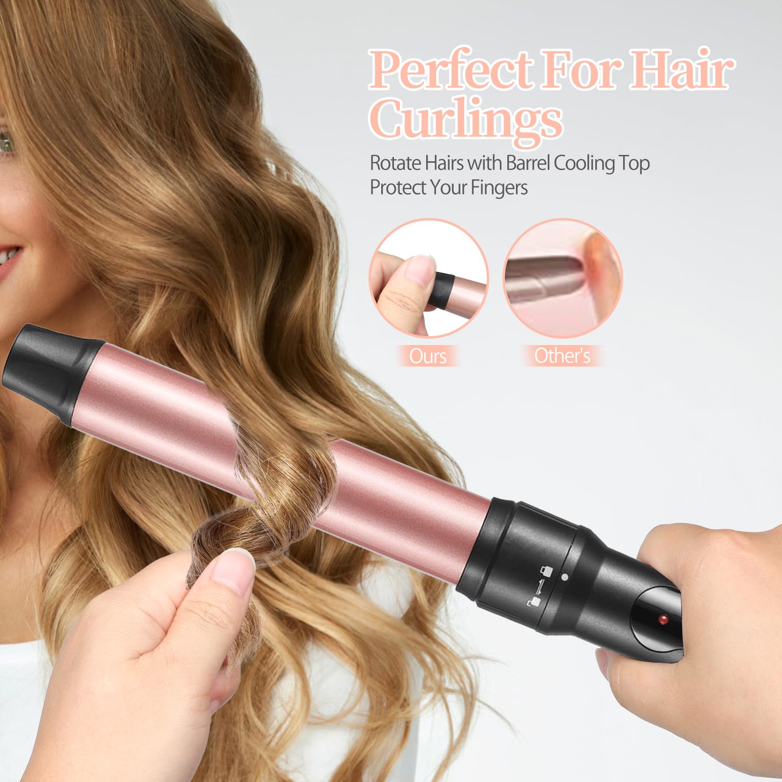 JuHaLeiw Rizador 3 en 1: Barriles Cerámicos Intercambiables para Cabello Largo y Medio, Voltaje Dual