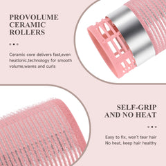 wetore Juego de 26 Rodillos Térmicos de Cerámica para Cabello en Rosa | Rizos y Volumen con 8 Clips de Acero Inoxidable