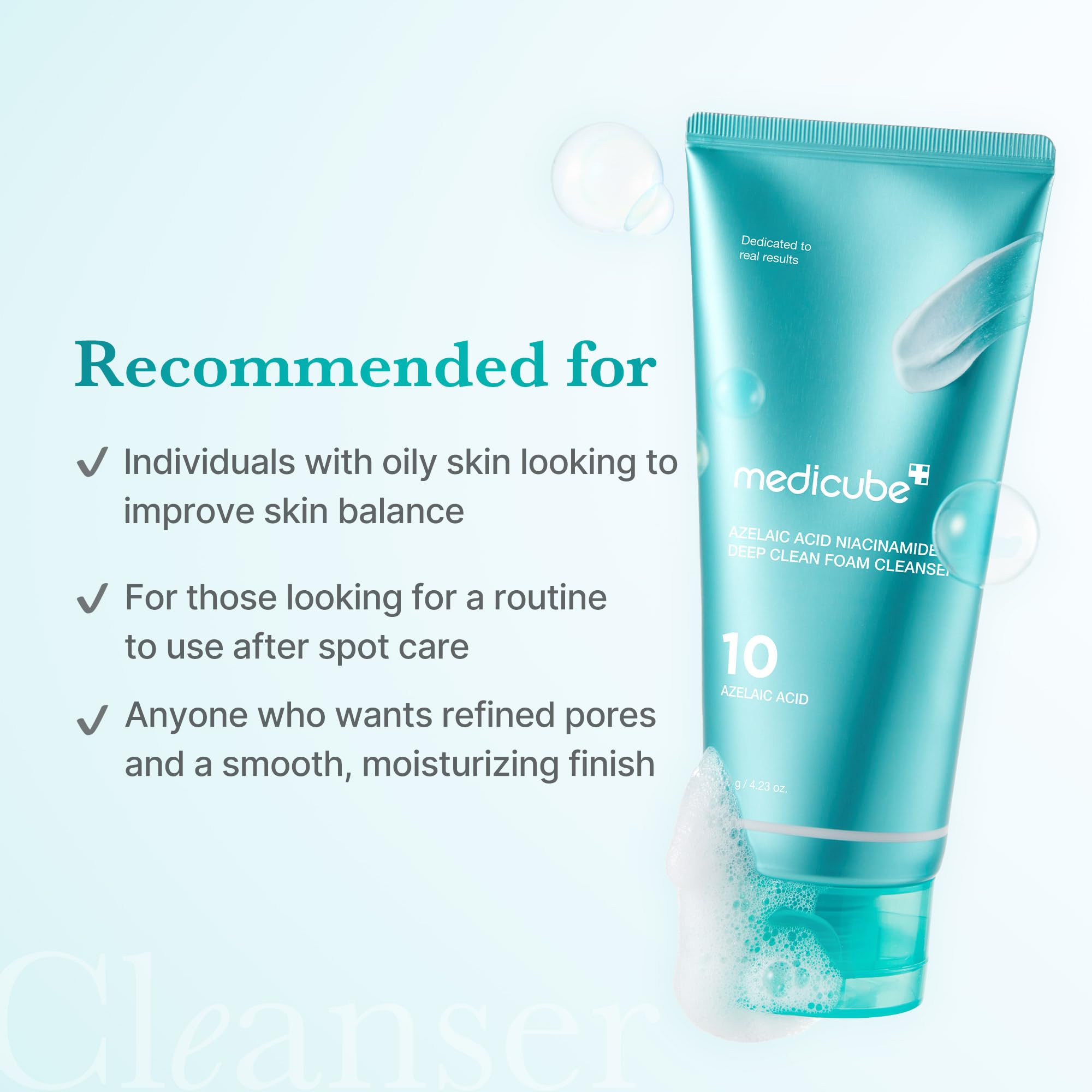 Medicube ácido azelaico Gummy Whip: Limpiador facial con niacinamida para poros e hidratación