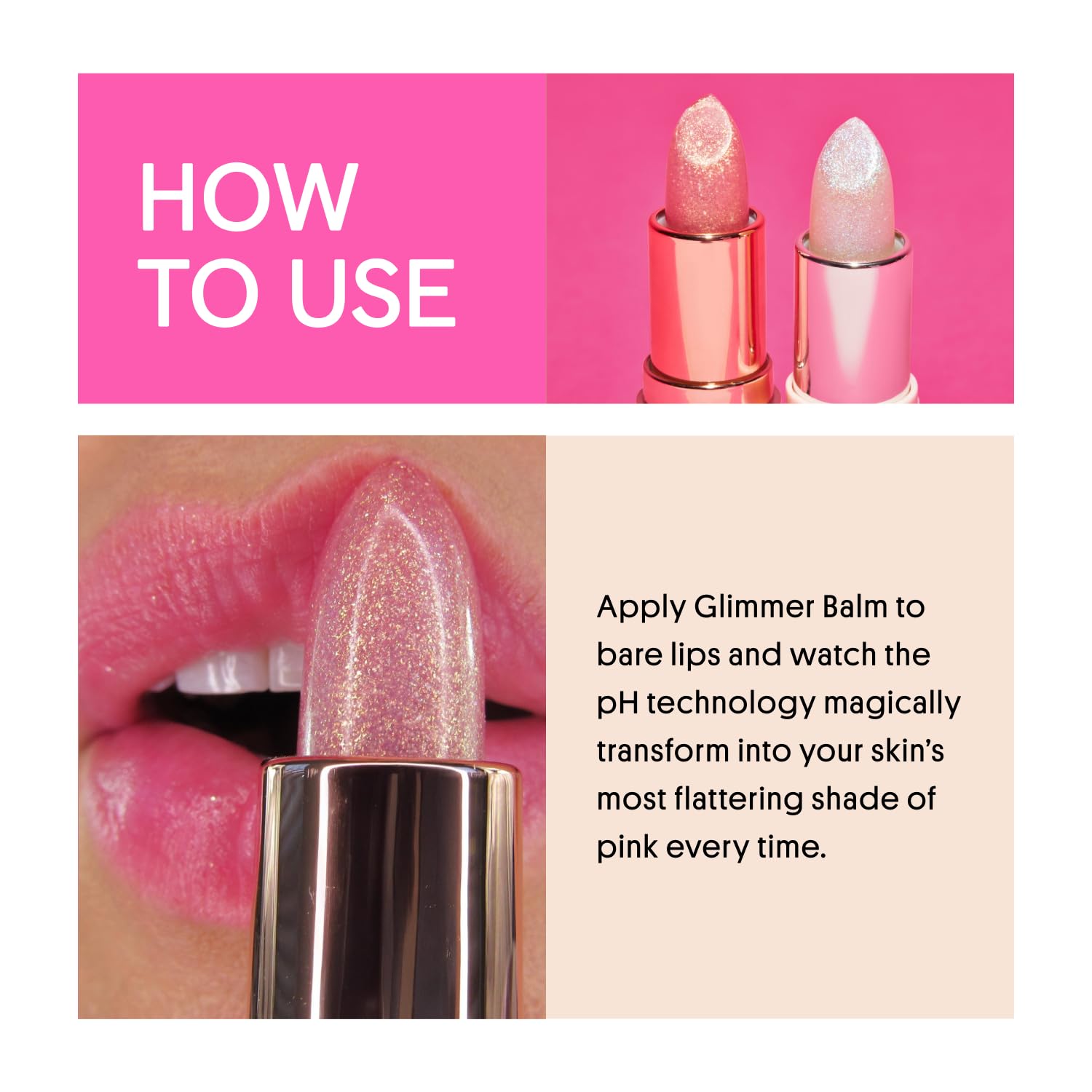 Winky Lux Rosé Glimmer Balm – Bálsamo Labial Hidratante con Color que Cambia con el pH, Tono Rosa Natural y Aroma de Vainilla