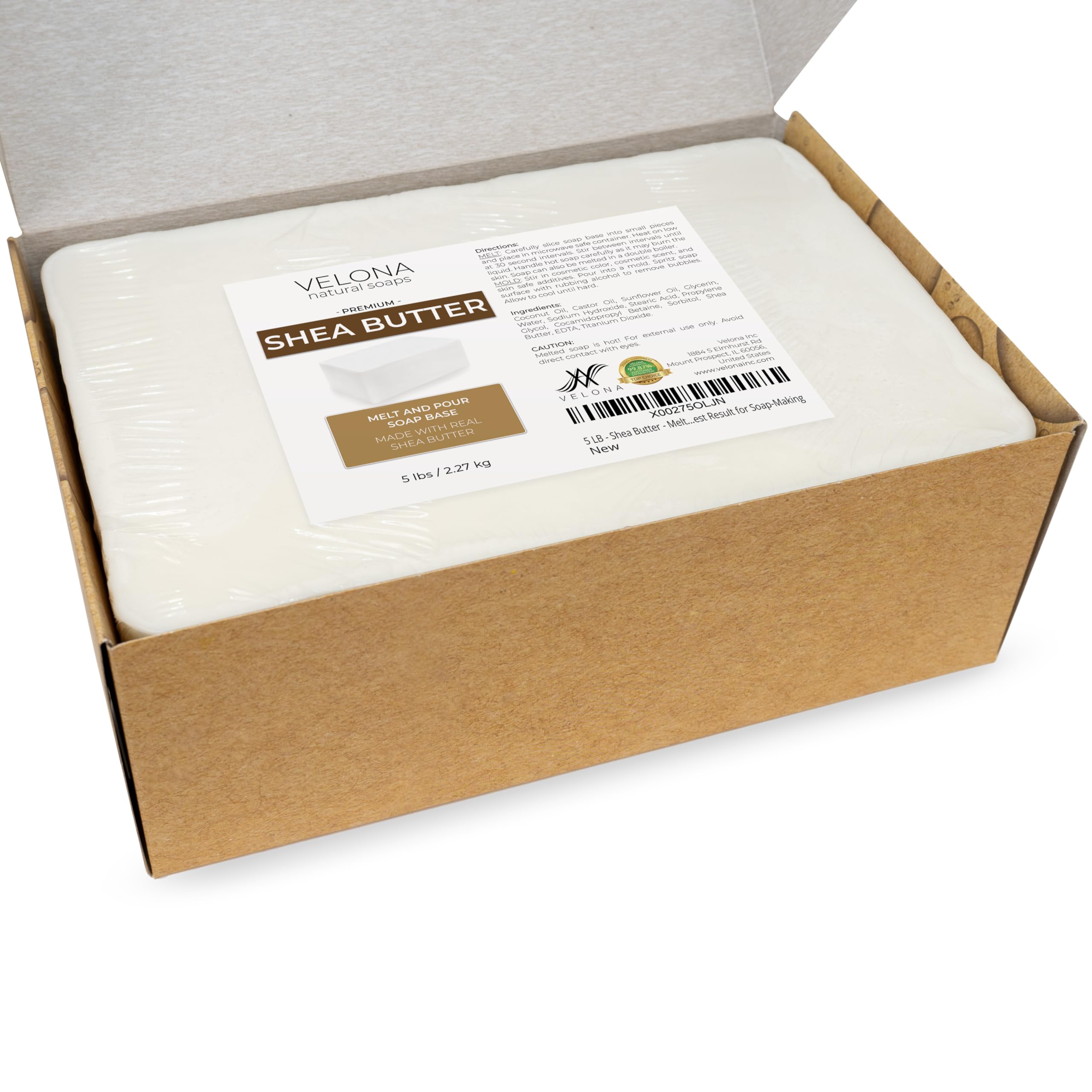 velona 5 lb – Base de jabón de manteca de karité (derretir y verter) sin SLS/SLES