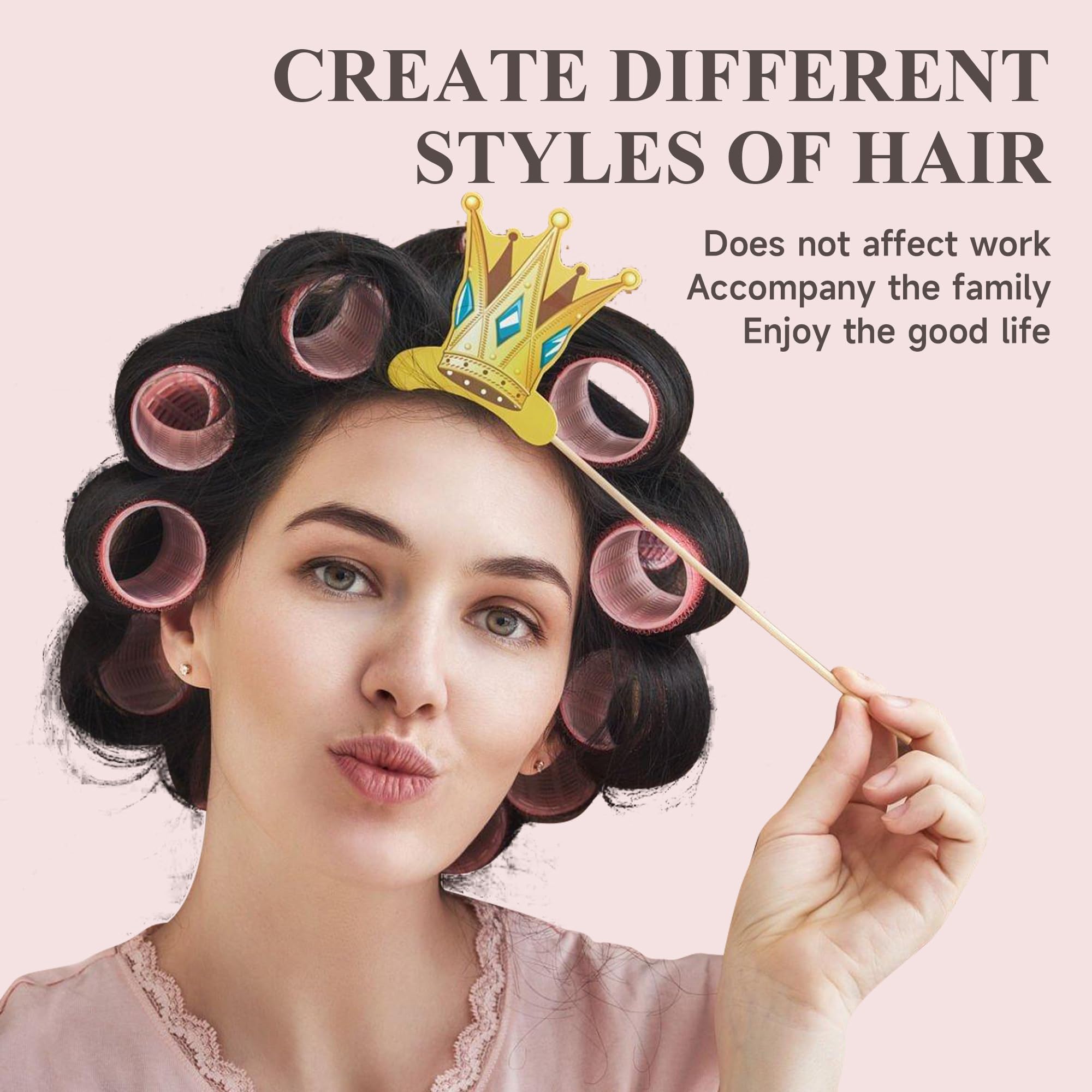 wetore Juego de 26 Rodillos Térmicos de Cerámica para Cabello en Rosa | Rizos y Volumen con 8 Clips de Acero Inoxidable